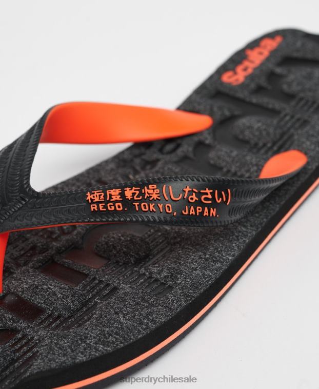 hombres Superdry gris oscuro chanclas Essential con logo 2R68Z1947
