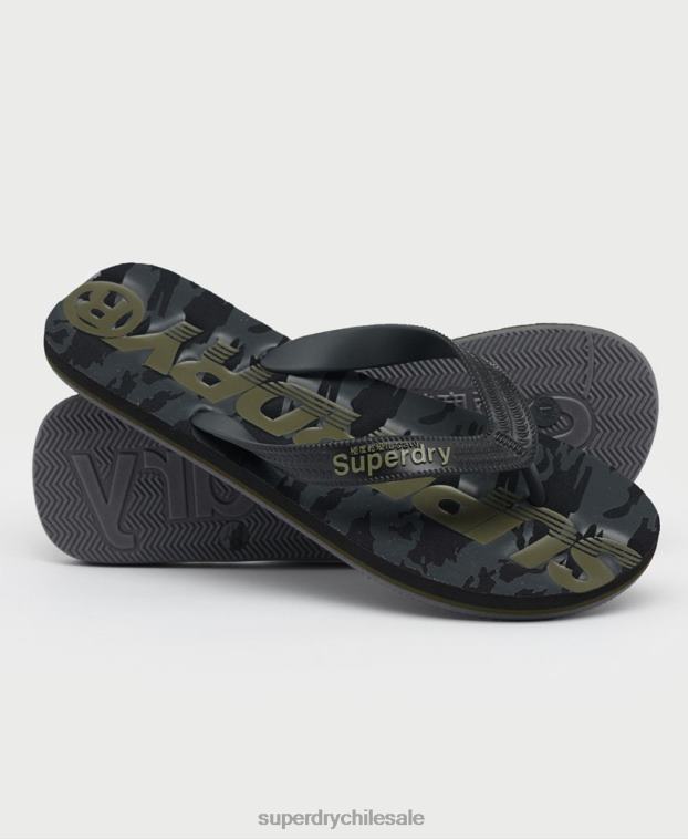 hombres Superdry negro chanclas Essential con logo 2R68Z1930