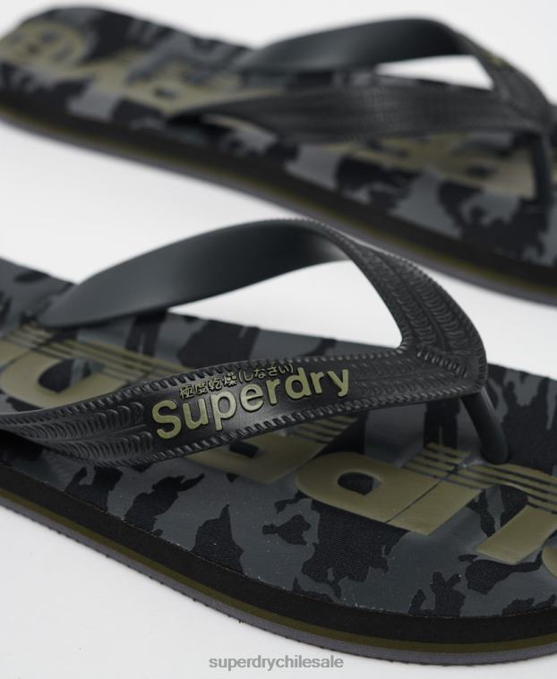 hombres Superdry negro chanclas Essential con logo 2R68Z1930