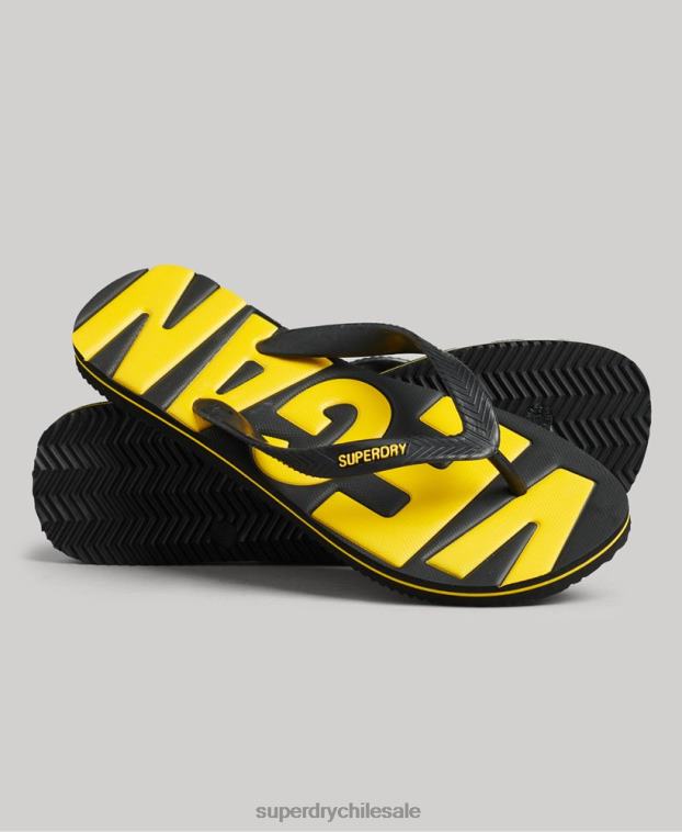 hombres Superdry negro chanclas clásicas veganas vintage 2R68Z1923