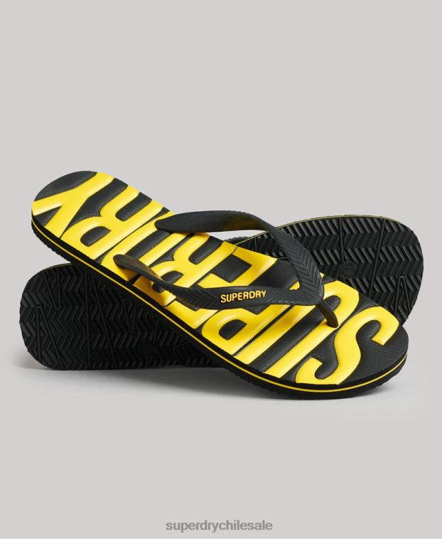 hombres Superdry negro chanclas veganas 2R68Z1891