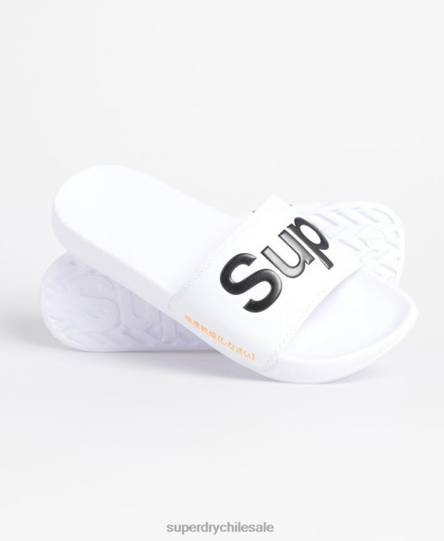 hombres Superdry blanco chanclas clásicas con logo 2R68Z1939