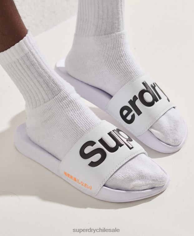 hombres Superdry blanco chanclas clásicas con logo 2R68Z1939