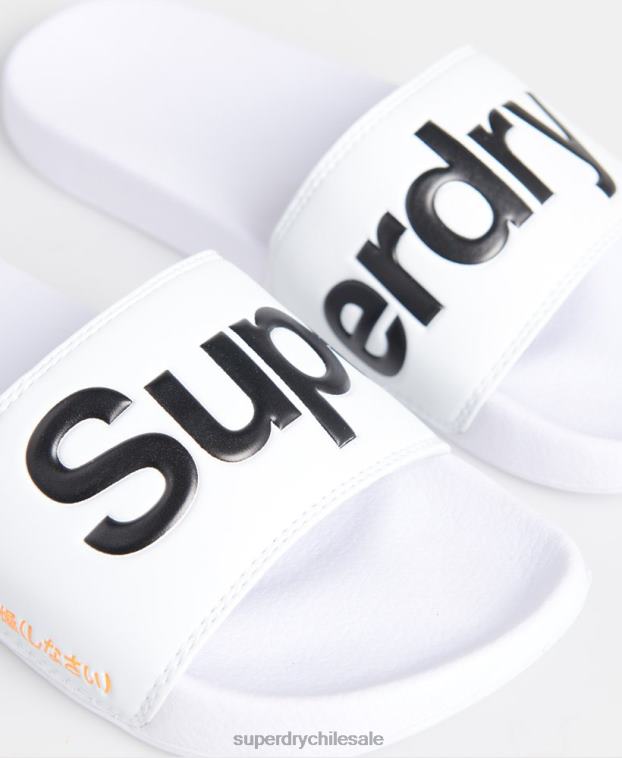 hombres Superdry blanco chanclas clásicas con logo 2R68Z1939