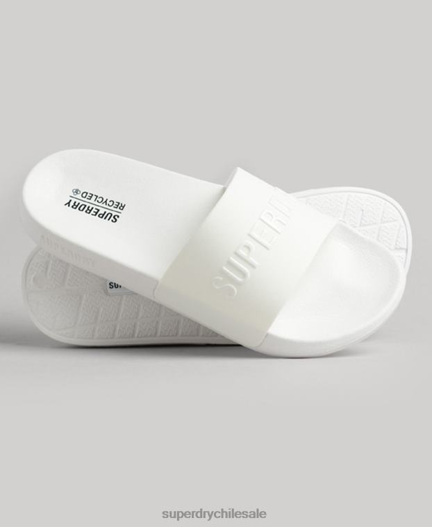hombres Superdry blanco chanclas de piscina con logo de código 2R68Z47