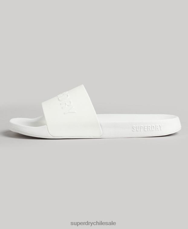 hombres Superdry blanco chanclas de piscina con logo de código 2R68Z47
