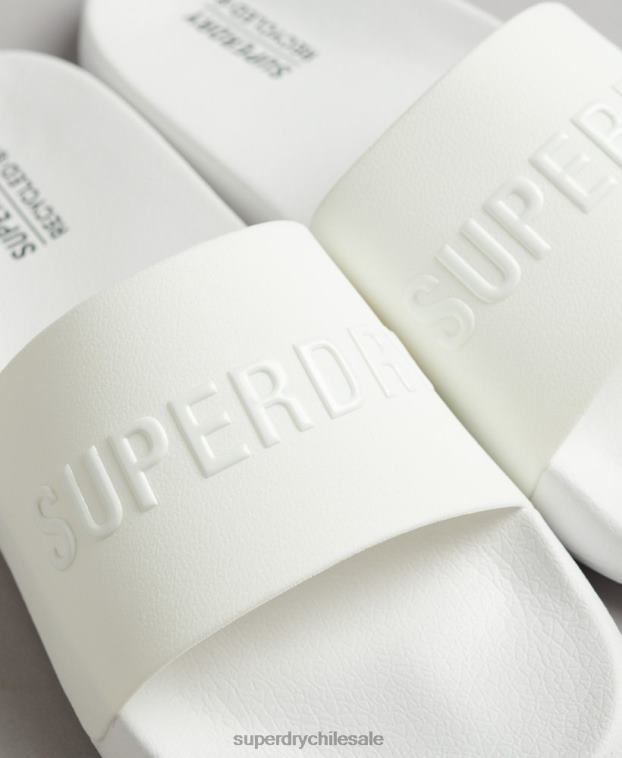 hombres Superdry blanco chanclas de piscina con logo de código 2R68Z47