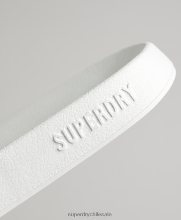 hombres Superdry blanco chanclas de piscina con logo de código 2R68Z47