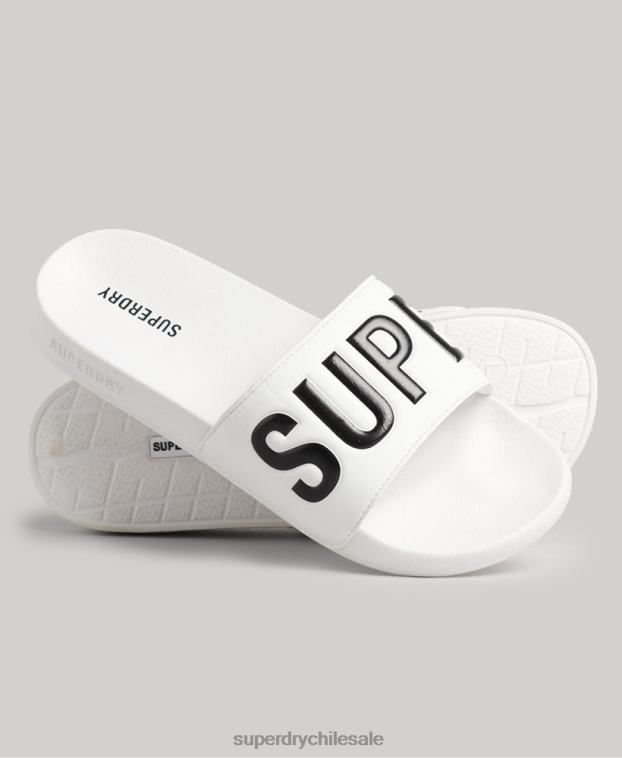 hombres Superdry blanco deslizadores de piscina central 2R68Z1890