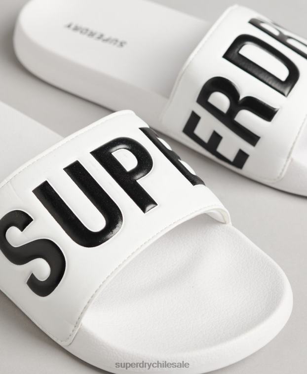 hombres Superdry blanco deslizadores de piscina central 2R68Z1890