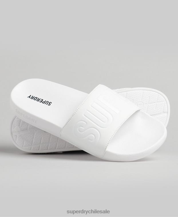 hombres Superdry blanco deslizadores de piscina central 2R68Z1944