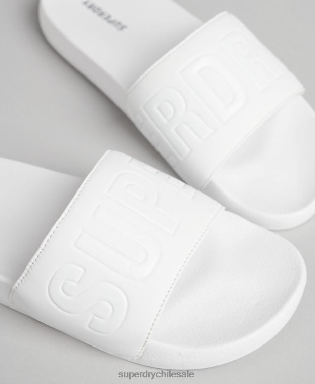 hombres Superdry blanco deslizadores de piscina central 2R68Z1944