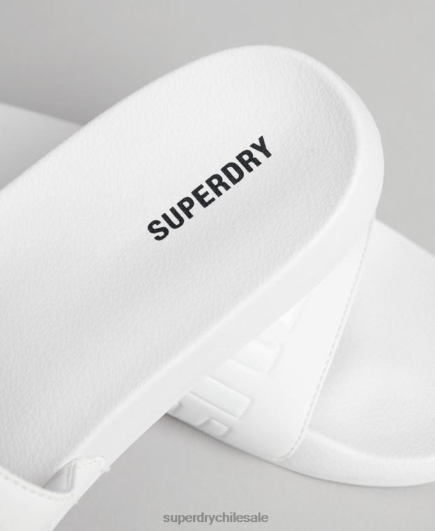 hombres Superdry blanco deslizadores de piscina central 2R68Z1944