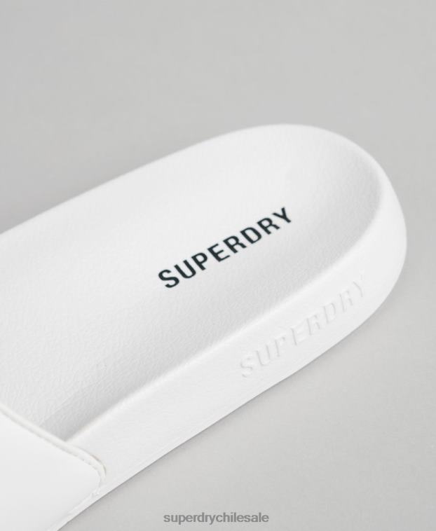 hombres Superdry blanco deslizadores de piscina central 2R68Z1944
