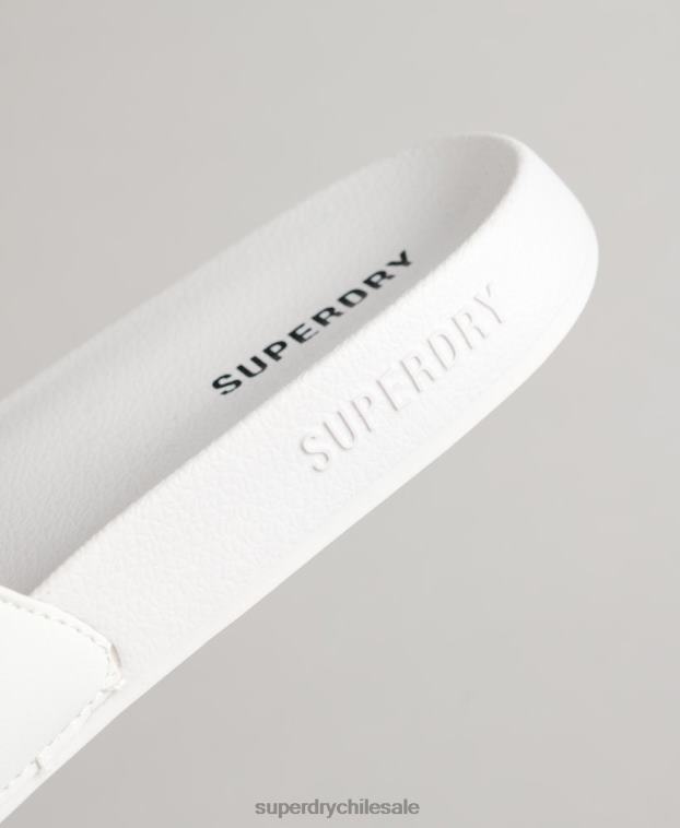 hombres Superdry blanco deslizadores de piscina con código impreso 2R68Z1927