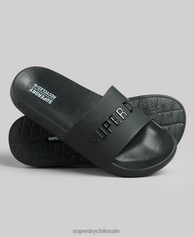 hombres Superdry negro chanclas de piscina con logo de código 2R68Z1883