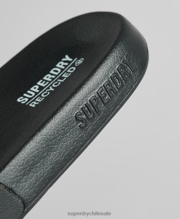 hombres Superdry negro chanclas de piscina con logo de código 2R68Z1883