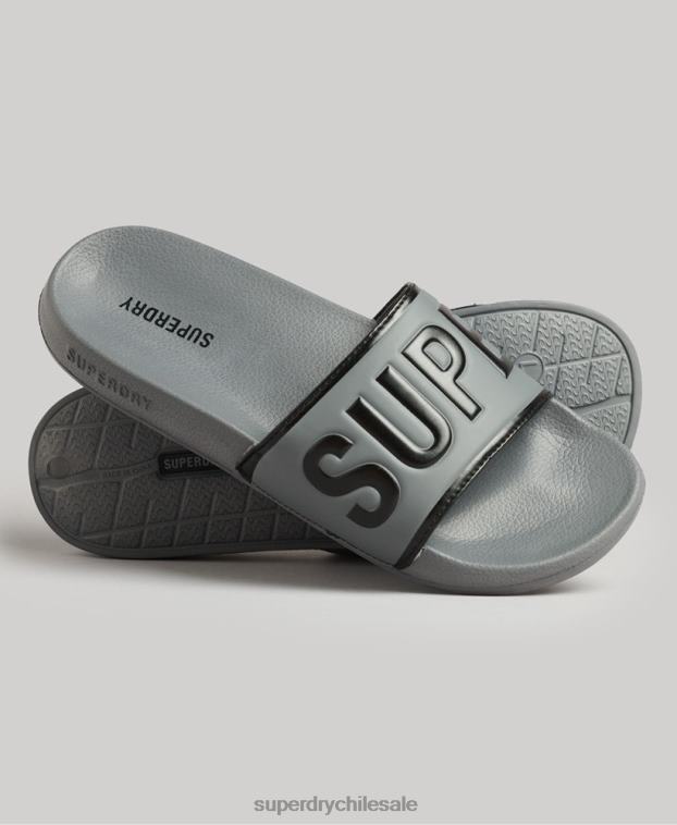 hombres Superdry negro deslizadores de piscina central 2R68Z46