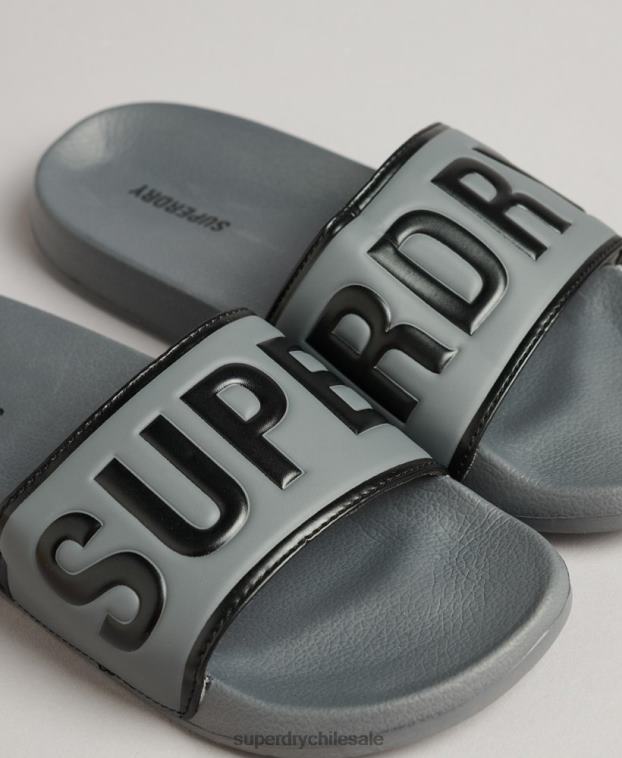 hombres Superdry negro deslizadores de piscina central 2R68Z46
