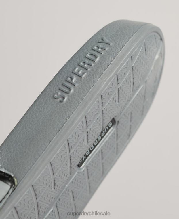 hombres Superdry negro deslizadores de piscina central 2R68Z46