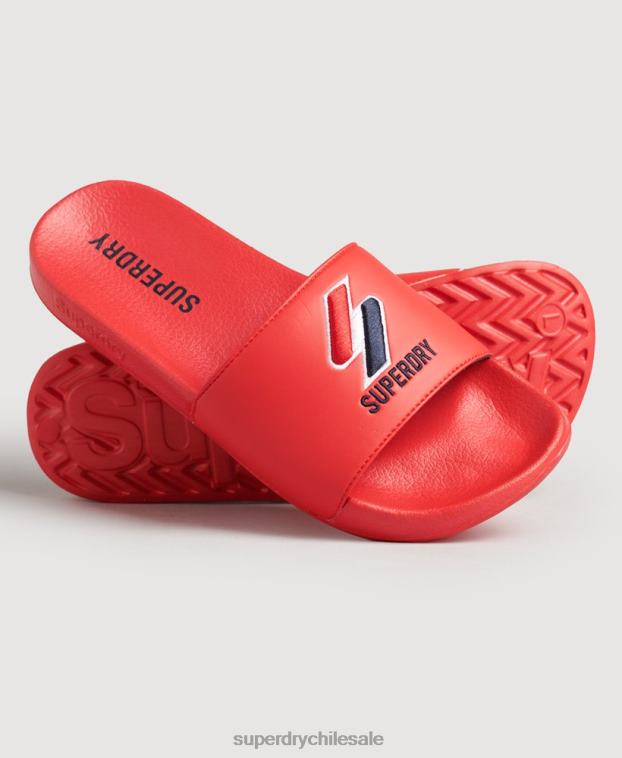 hombres Superdry rojo deslizadores de piscina central 2R68Z1920