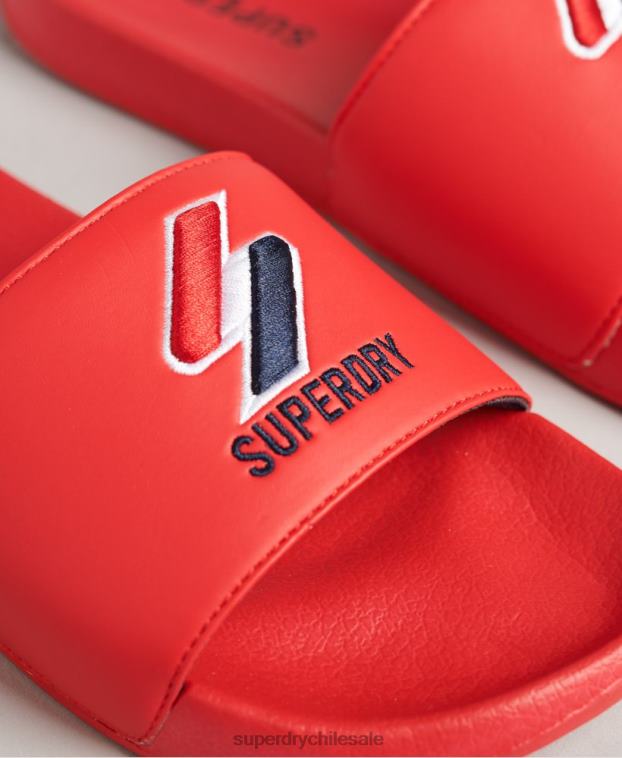 hombres Superdry rojo deslizadores de piscina central 2R68Z1920