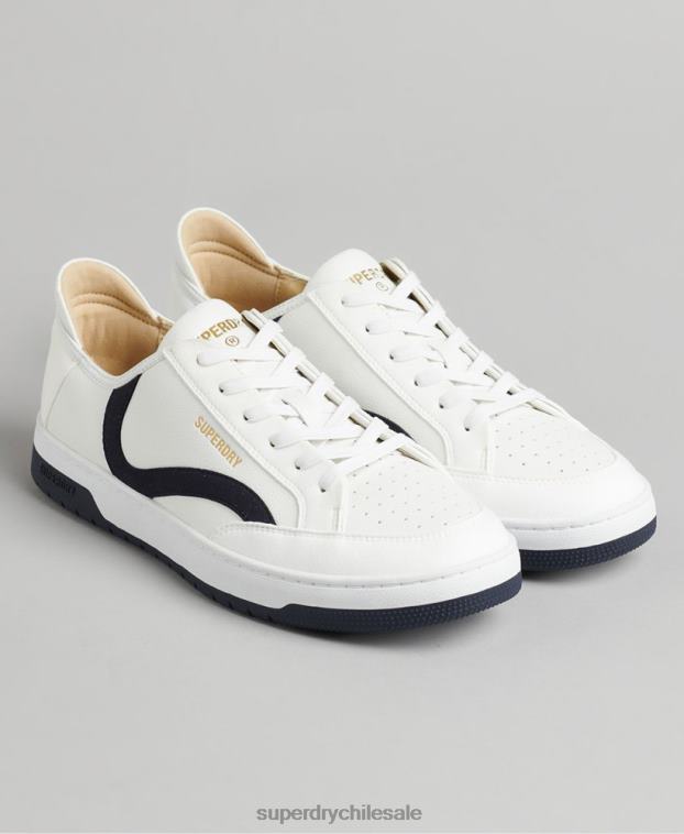 hombres Superdry blanco tenis bajos vegan basket 2R68Z1950