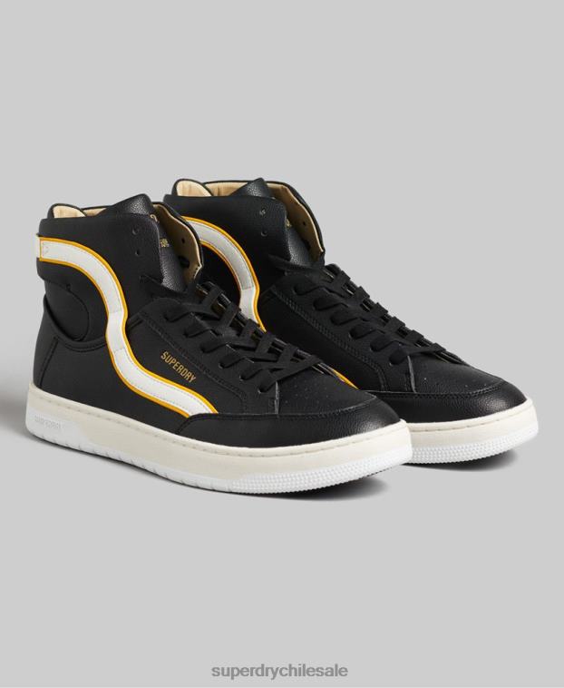 hombres Superdry negro tenis altos vintage vegan basket 2R68Z1910