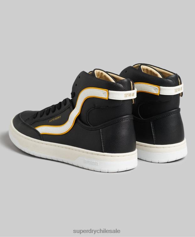 hombres Superdry negro tenis altos vintage vegan basket 2R68Z1910