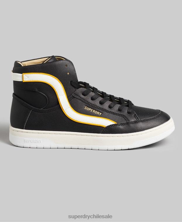 hombres Superdry negro tenis altos vintage vegan basket 2R68Z1910