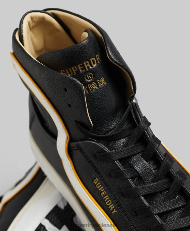 hombres Superdry negro tenis altos vintage vegan basket 2R68Z1910
