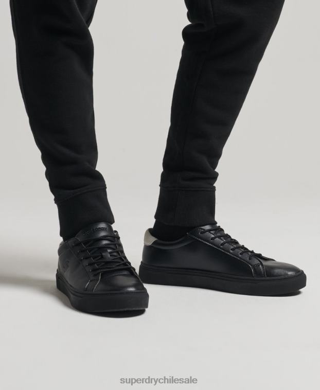 hombres Superdry negro tenis de cancha veganos 2R68Z1941