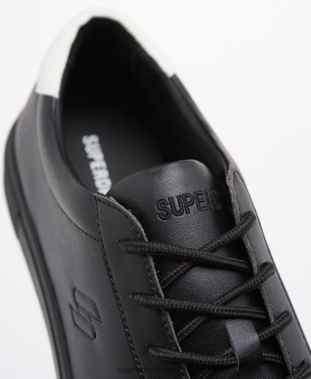 hombres Superdry negro tenis de cancha veganos 2R68Z1941