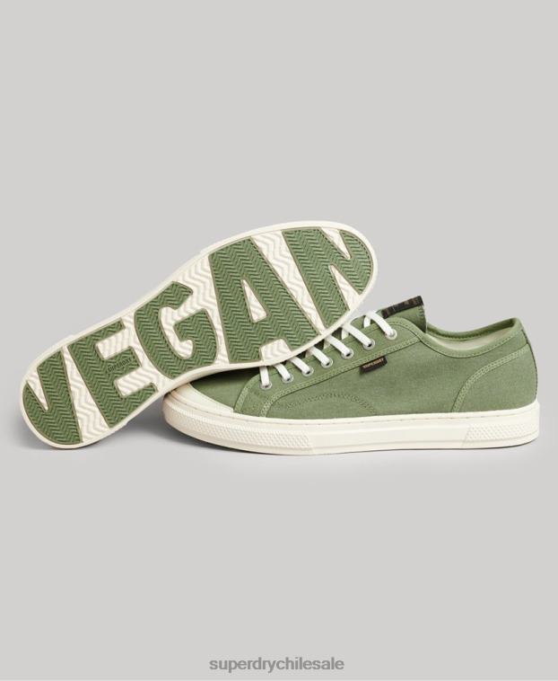 hombres Superdry verde zapatillas bajas de lona veganas 2R68Z1948