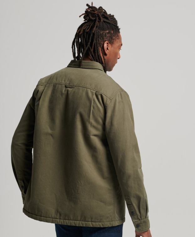 hombres Superdry verde Borg Lined Miller Overshirt 2R68Z163
