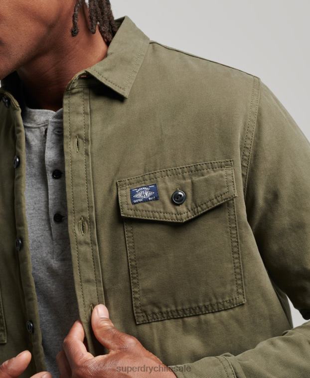 hombres Superdry verde Borg Lined Miller Overshirt 2R68Z163