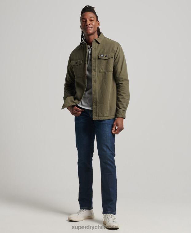 hombres Superdry verde Borg Lined Miller Overshirt 2R68Z163