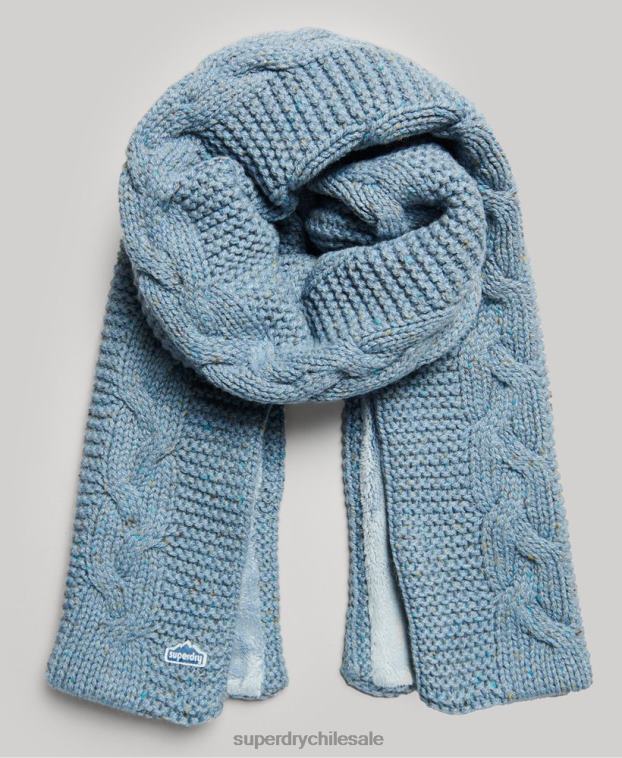 mujer Superdry azul claro bufanda de punto de ochos 2R68Z4253