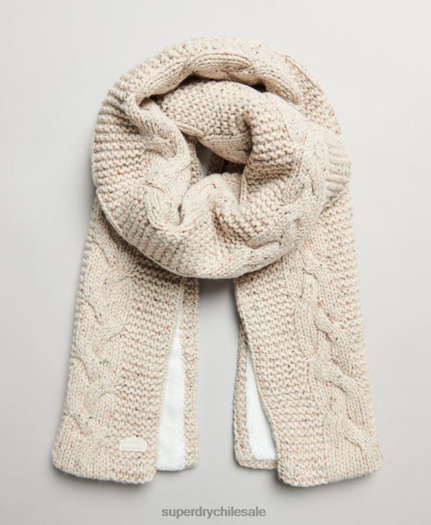 mujer Superdry beige bufanda de punto de ochos 2R68Z4255