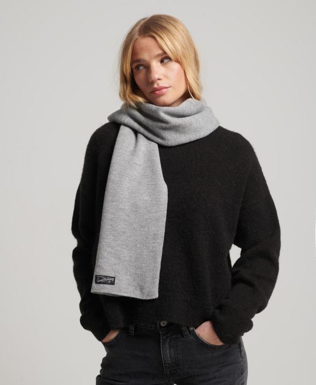 mujer Superdry gris bufanda clásica de la vendimia 2R68Z4232