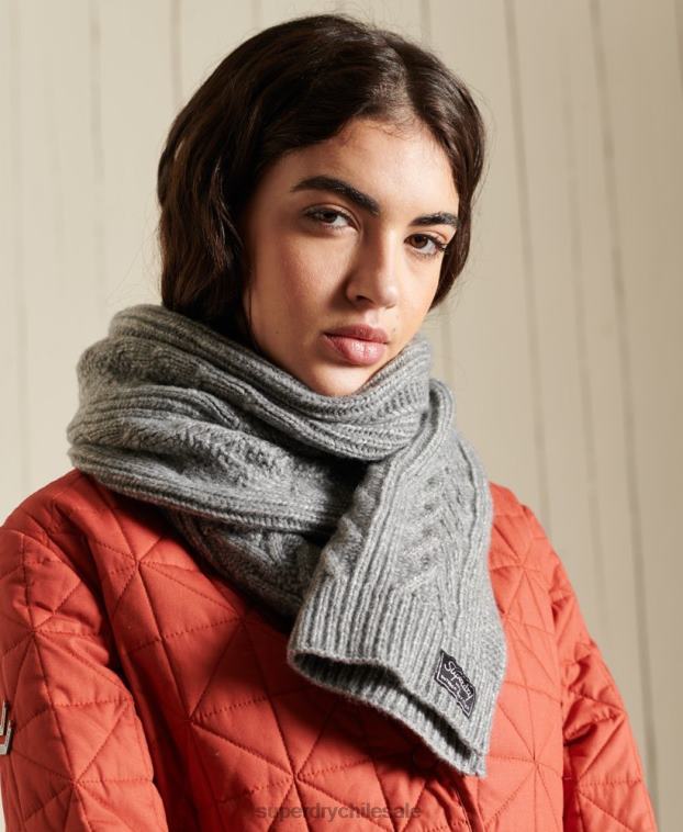 mujer Superdry gris claro bufanda cablelux 2R68Z4306