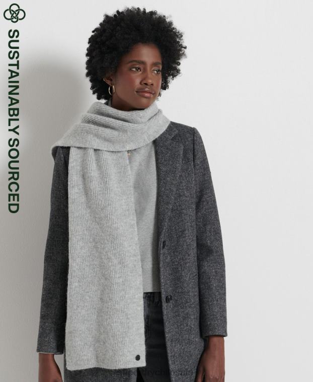 mujer Superdry gris claro bufanda de lujo 2R68Z6619