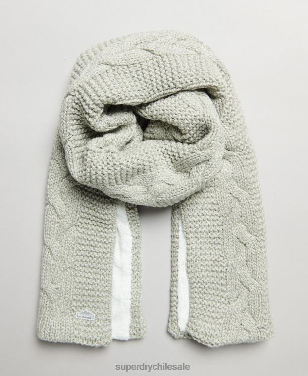 mujer Superdry gris claro bufanda de punto de ochos 2R68Z4250