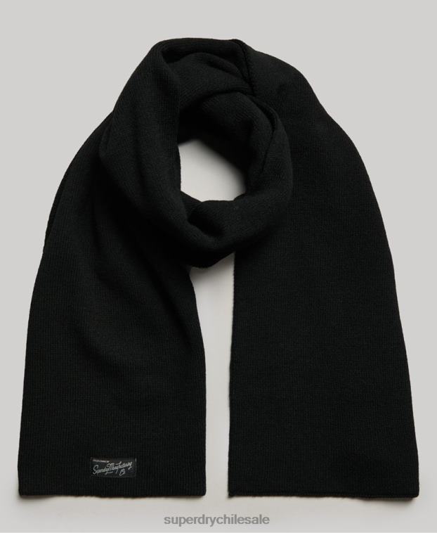 mujer Superdry negro bufanda clásica de la vendimia 2R68Z4229
