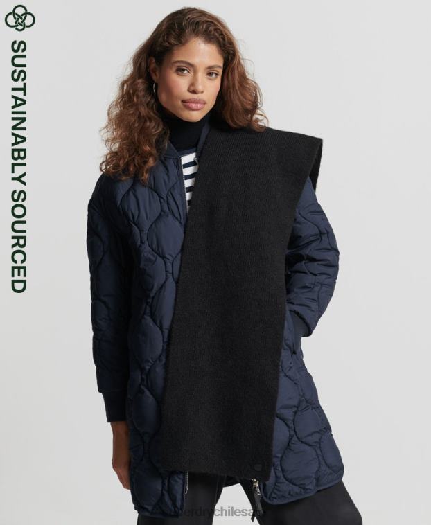 mujer Superdry negro bufanda de lujo 2R68Z6617