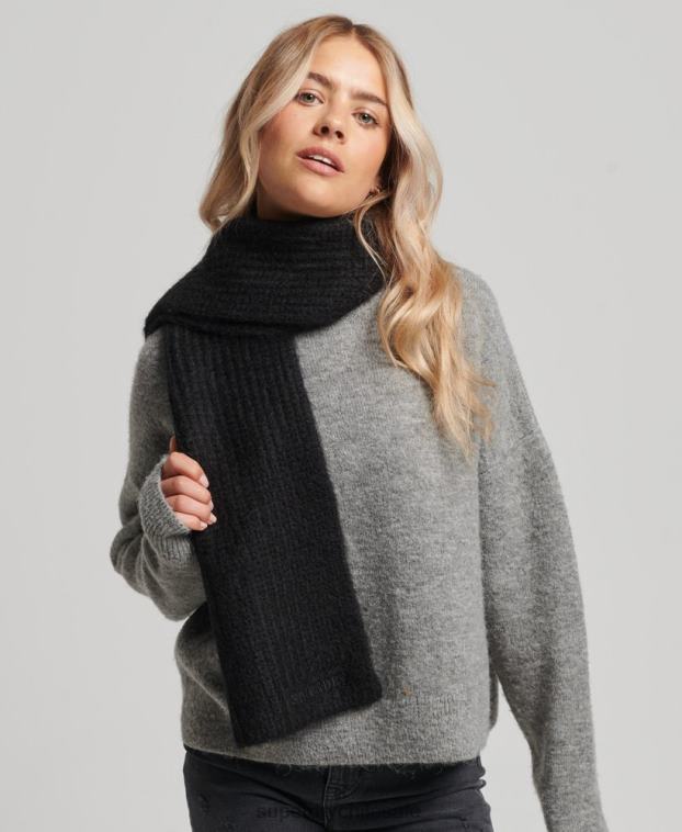 mujer Superdry negro bufanda esencial de canalé 2R68Z4240