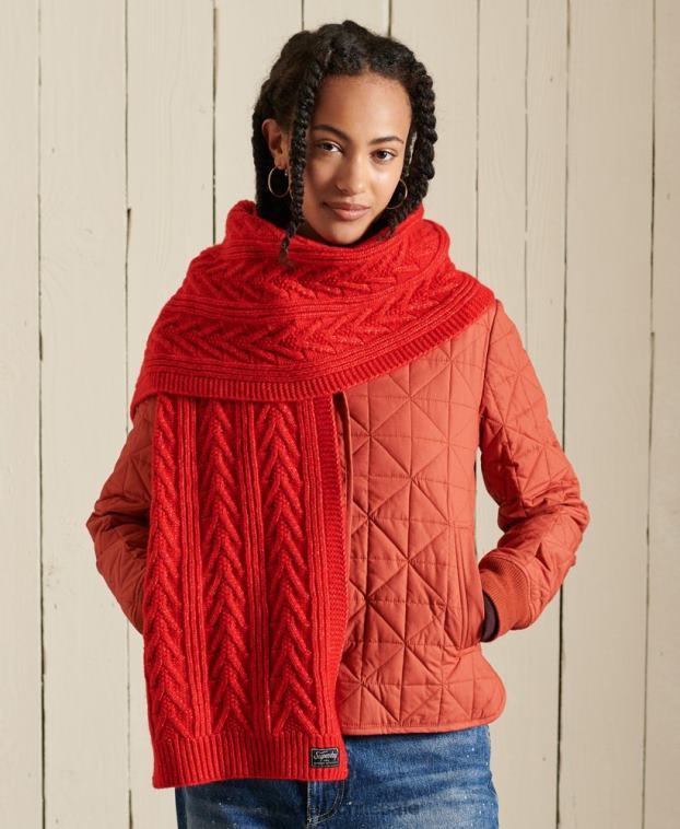 mujer Superdry rojo bufanda cablelux 2R68Z6618