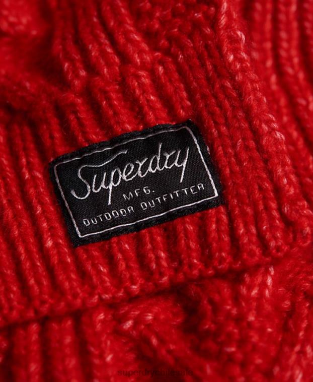 mujer Superdry rojo bufanda cablelux 2R68Z6618