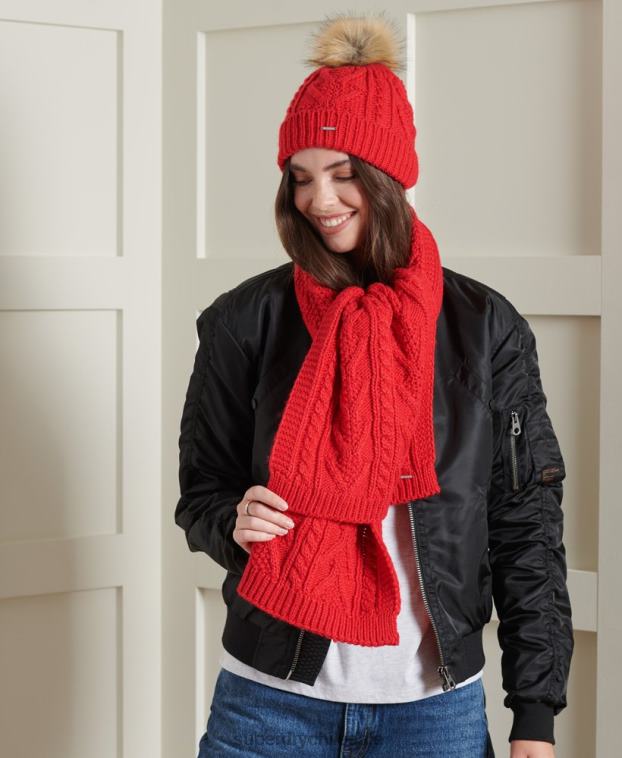 mujer Superdry rojo bufanda de ochos lannah 2R68Z4323
