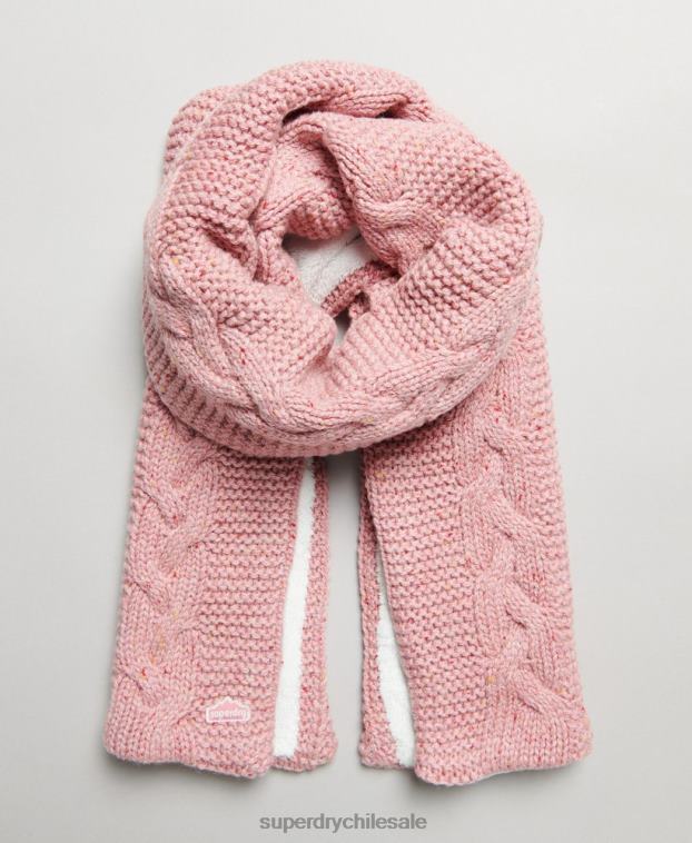 mujer Superdry rosa bufanda de punto de ochos 2R68Z4252